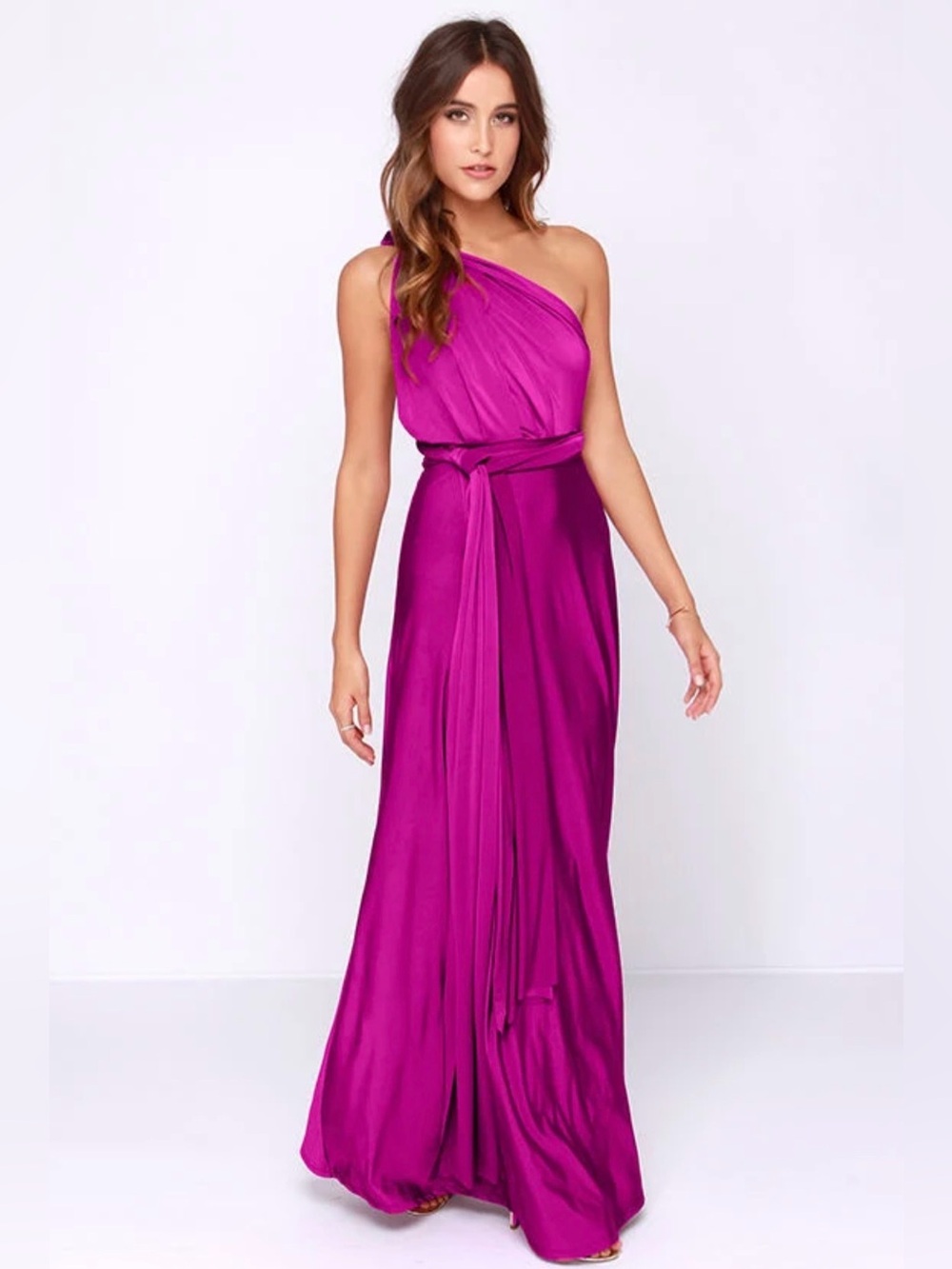 Lulus Always Stunning Convertible Magenta Maxi Dress Size Medium